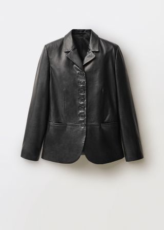 Leather Blazer With Buttons - Women | Mango Usa