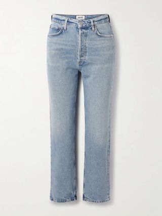 '90s Pinch Waist Cropped High-Rise Straight-Leg Jeans