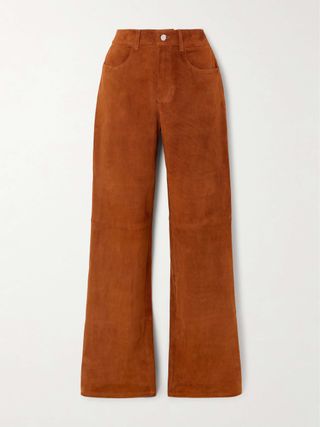 Mythéo Paneled Suede Straight-Leg Pants