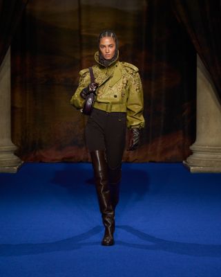 a model walks the Burberry fall/winter 2025 runway show during London Fashion Week