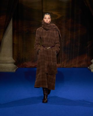 a model walks the Burberry fall/winter 2025 runway show during London Fashion Week