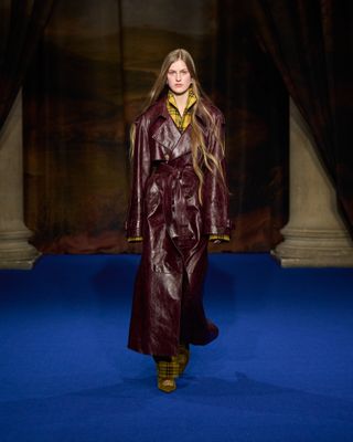 a model walks the Burberry fall/winter 2025 runway show during London Fashion Week