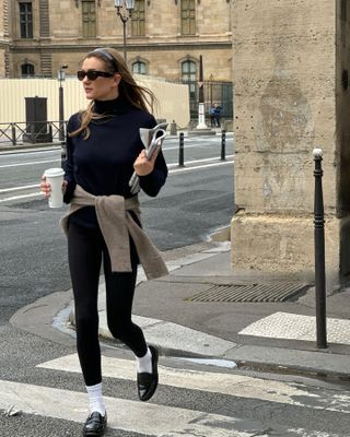 Leggings with loafers outfit