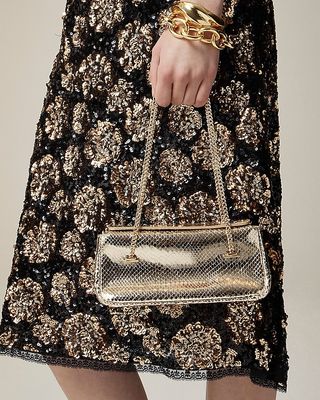 Chain-Strap Bag in Snake-Embossed Leather