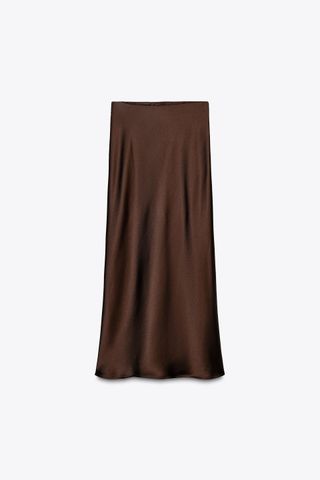 ZARA, Satin Effect Midi Skirt