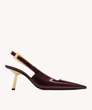 Women's Lee Slingback Pumps in Patent Leather in Marron Glace