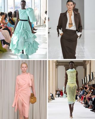 A selection of Roksanda; Max Mara, Ferragamo and Sportmax spring/.summer 2025 runway looks