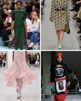 A selection of looks from the spring/summer 2025 collections of Prada, Miu Miu, Loewe and Marni