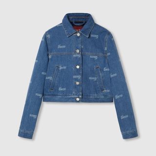 Denim Jacket With Lasered Gucci Detail