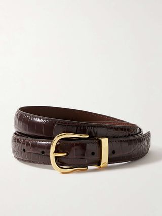 Louise Croc-Effect Leather Belt