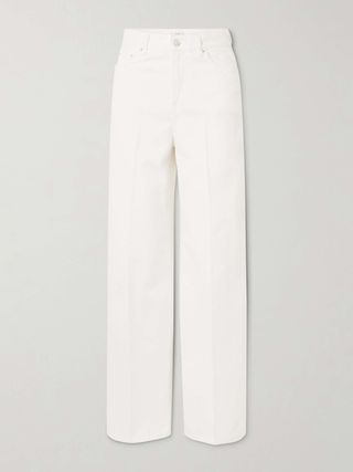 Pleated High-Rise Wide-Leg Organic Jeans