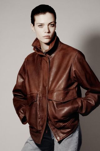 ZARA, Zw Collection Limited Edition 100% Leather Bomber Jacket