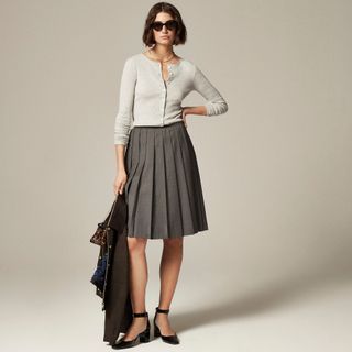 jcrew, Pleated Wool-Blend Skirt