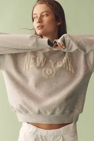 Good American X Anthropologie New York Graphic Crew-Neck Sweatshirt