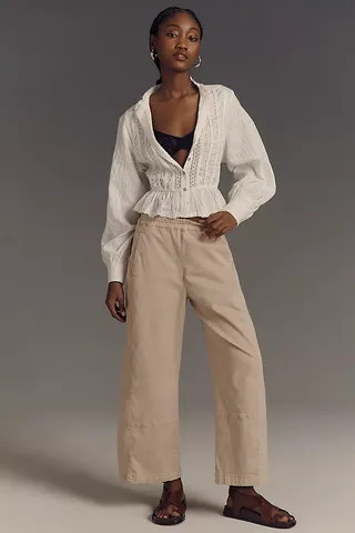 The Izzie Relaxed Pull-On Barrel Pants by Pilcro: Twill Edition