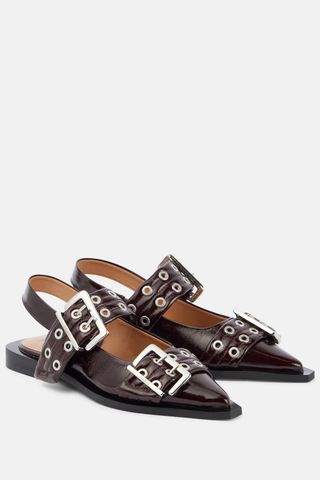 Ganni Leather Slingback Flats