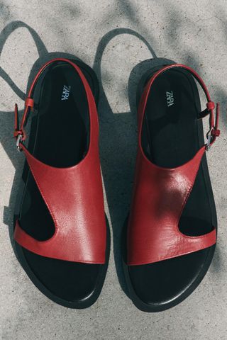 Asymmetric Flat Leather Sandals