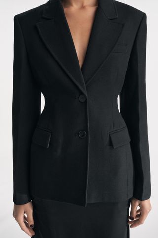 Fitted Blazer With Shoulder Pads Zw Collection