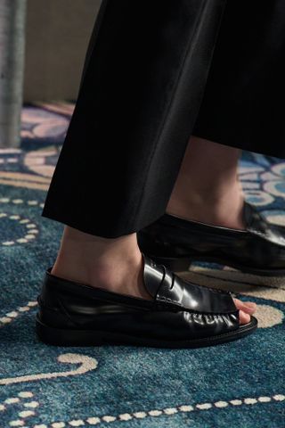 detail image of shoes on the Prada fall/winter 2025 runway at Milan Fashion Week