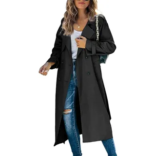 Canrulo Waterproof Double-Breasted Trench Coat 