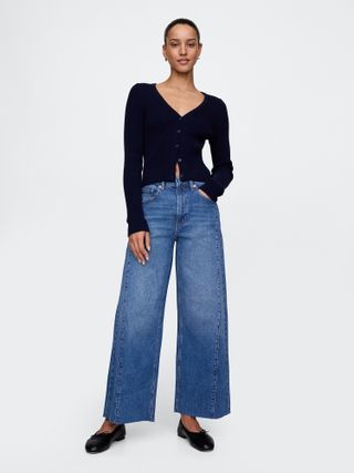 Gap, High Rise Stride Wide-Leg Ankle Jeans