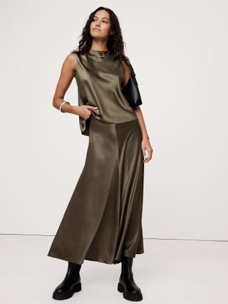 Banana Republic, Bias-Cut Silk Midi Skirt