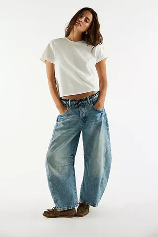 We the Free Good Luck Mid-Rise Barrel Jeans