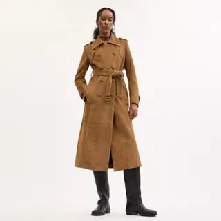 Heritage C Plaque Suede Trench Coat