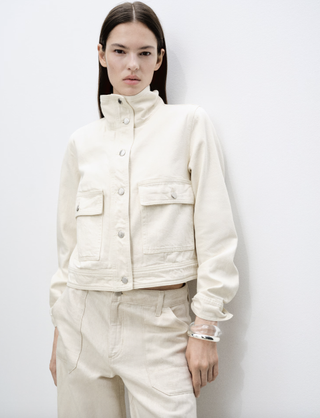 MANGO, Cotton Jacket High Neck Pockets