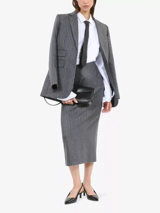 THE KOOPLES, Stripe-Pattern High-Rise Wool and Cashmere-Blend Midi Pencil Skirt