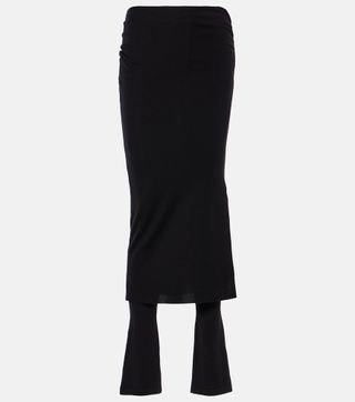 Ruched Wool-Blend Skirt Pants