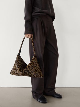 Massimo Dutti, Animal Print Leather Shoulder Bag