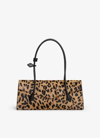 Brown Le Teckel Flap Tote Bag in Leopard Haircalf