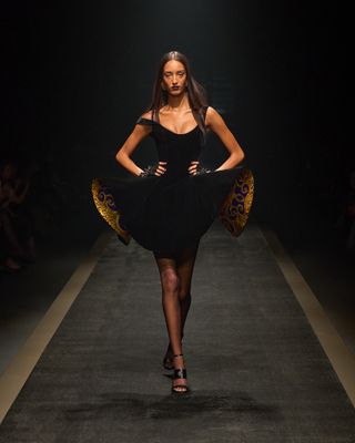 Versace autumn/winter 2025 black velvet dress