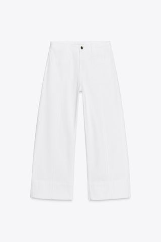 ZARA High-Waisted Cropped Wide Leg Jeans