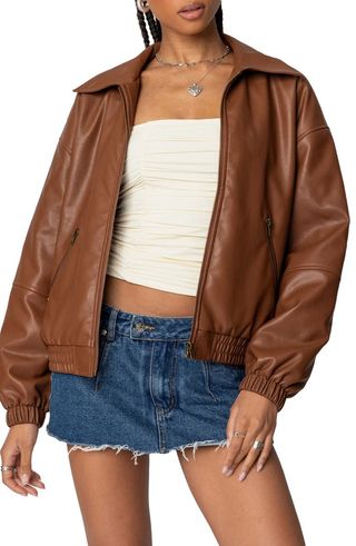 Halley Faux Leather Bomber