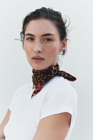 Embroidered Animal Print Bandana