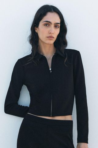 Crepe Zipper Jacket