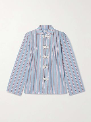 Jonas Embroidered Striped Cotton-Voile Shirt