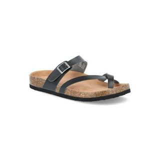 Time and Tru Women's Asymmetric Strap Footbed Sandals, Wide Width Available