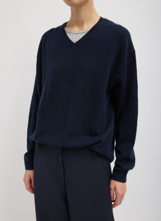 Washable Cashmere Easy V-Neck Sweater - Navy / Xxs / T000wc6493