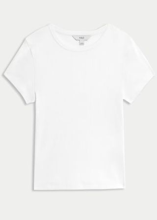 M&S Cotton Rich Ribbed Slim Fit T-Shirt