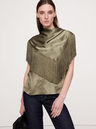 Banana Republic, Silky-Crepe Fringe Top