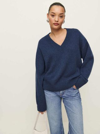 Jadey Cashmere Oversized V-Neck Sweater