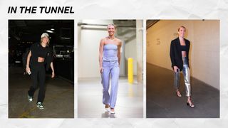 A collage showcasing Indiana Fever and Rose Basketball Club player Lexie Hull in the WNBA tunnel with the text 