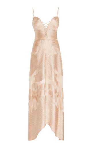 Vesna Ribbon-Embroidered Silk Maxi Dress