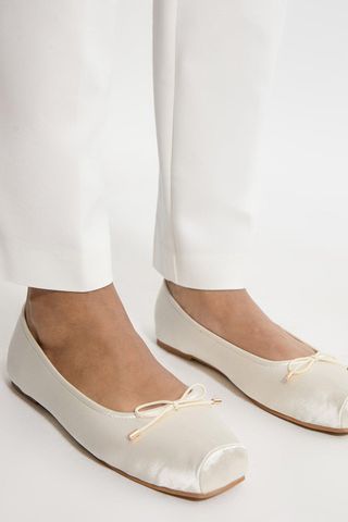 Square Toe Satin Ballerina