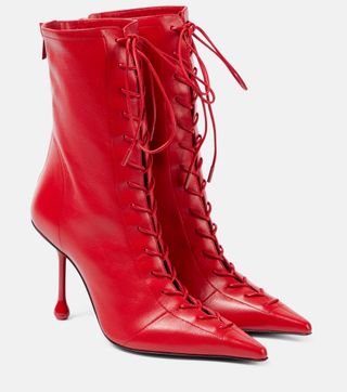 Scarlett 95 Leather Lace-Up Boots