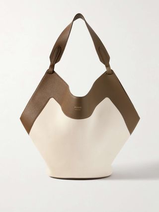 Lotus Medium Leather-Trimmed Canvas Tote