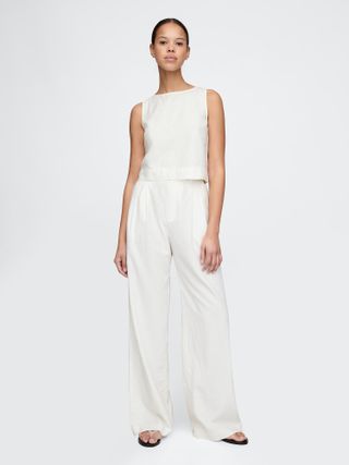 gap, 365 High Rise Linen-Blend Trousers